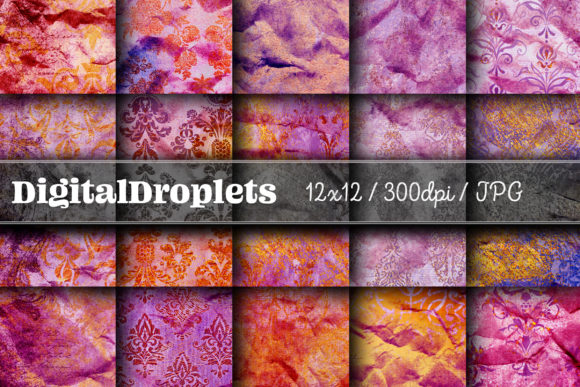 Golden Damask Dust Vol. 19 | Vintage Digital Paper Collection