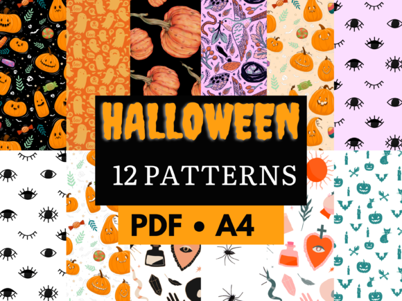 Spooky Versatility: The Halloween Pattern Digital Paper Bundle